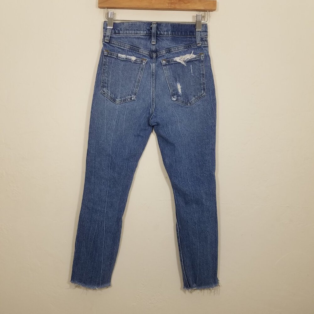 Abercrombie & Fitch The Mom High Rise Distressed Jeans Blue Size 00XS - Picture 5 of 7